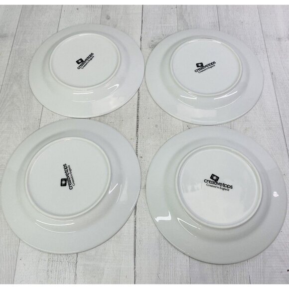 Creative Tops FIELD POPPIES England  Red On White Porcelain Salad Plates Set 7 - Picture 3 of 9